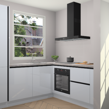 Sneeuwwitte hoogglans greeploze keuken Harbin 106671