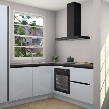 Sneeuwwitte hoogglans greeploze keuken Harbin 106677