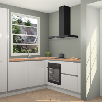 Zijdegrijze hoogglans greeploze keuken Harbin 106779