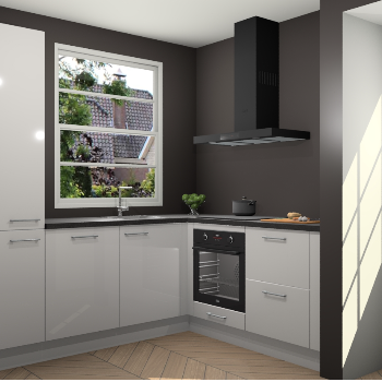 Zijdegrijze hoogglans  keuken Harbin 106799