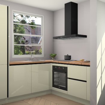 Magnolia hoogglans greeploze keuken Harbin 106866