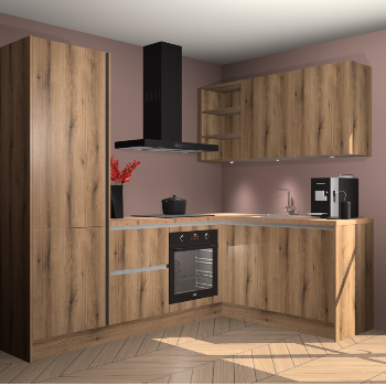 Goud Eiken greeploze keuken Pilsen 105281