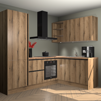 Goud Eiken greeploze keuken Pilsen 105284