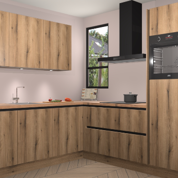 Goud Eiken greeploze keuken Johannesburg 105246