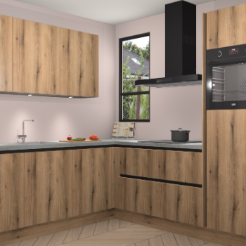 Goud Eiken greeploze keuken Johannesburg 105303