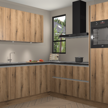 Goud Eiken greeploze keuken Johannesburg 105336