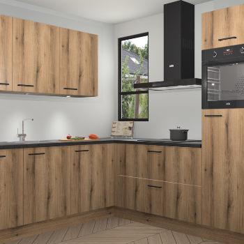 Goud Eiken greeploze keuken Johannesburg 105356