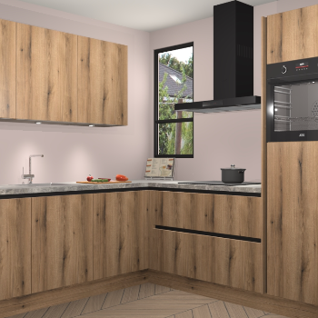 Goud Eiken greeploze keuken Johannesburg 105359