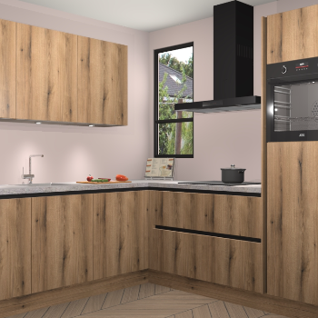 Goud Eiken greeploze keuken Johannesburg 105436