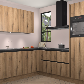 Goud Eiken greeploze keuken Johannesburg 105463