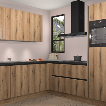 Goud Eiken greeploze keuken Johannesburg 105339