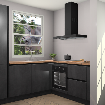 Beton zwarte greeploze keuken Harbin 107821