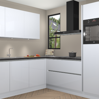 Sneeuwwitte hoogglans greeploze keuken Johannesburg 106034