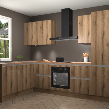 Goud Eiken greeploze keuken Beijing 107508