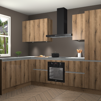 Goud Eiken greeploze keuken Beijing 107532