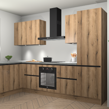 Goud Eiken greeploze keuken Beijing 107535