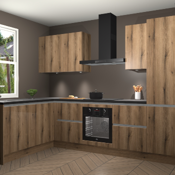 Goud Eiken greeploze keuken Beijing 107669