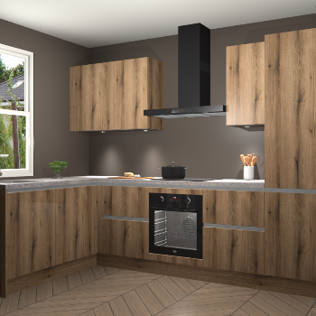 Goud Eiken greeploze keuken Beijing 107699