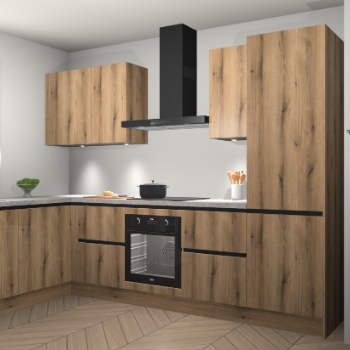 Goud Eiken greeploze keuken Beijing 107702