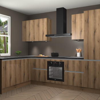 Goud Eiken greeploze keuken Beijing 107754