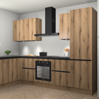 Goud Eiken greeploze keuken Beijing 107757