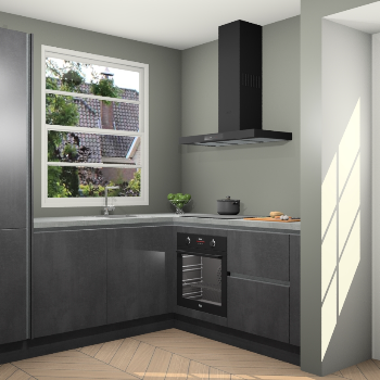 Beton Zwarte greeploze keuken Harbin 107824