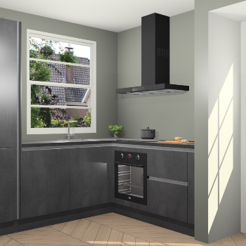 Beton Zwarte greeploze keuken Harbin 107831