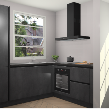 Beton zwarte greeploze keuken Harbin 107834