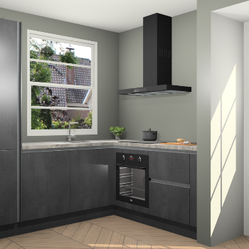 Beton Zwarte greeploze keuken Harbin 107837