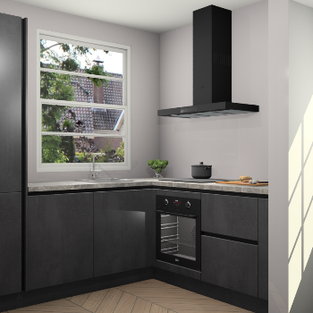 Beton zwarte greeploze keuken Harbin 107840