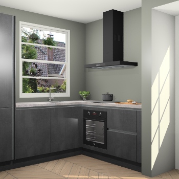 Beton Zwarte greeploze keuken Harbin 107843