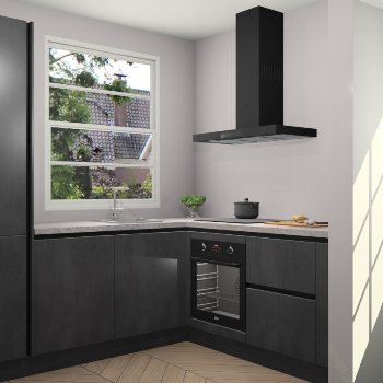 Beton zwarte greeploze keuken Harbin 107846