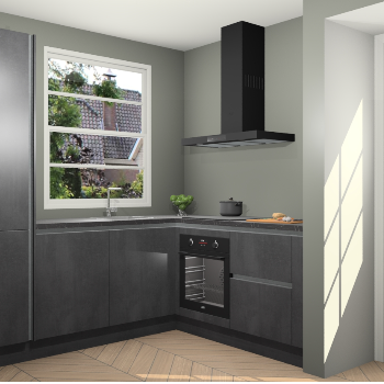 Beton Zwarte greeploze keuken Harbin 107849