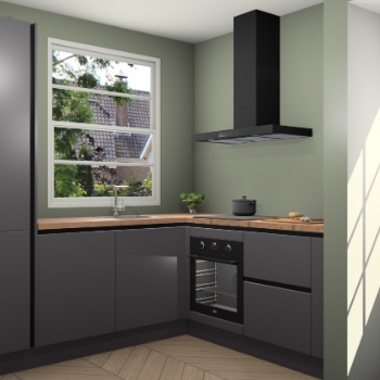 Onyxgrijze greeploze keuken Harbin 42626