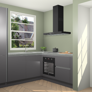 Onyxgrijze greeploze keuken Harbin 42630