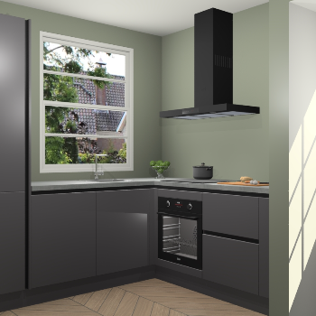 Onyxgrijze greeploze keuken Harbin 42633