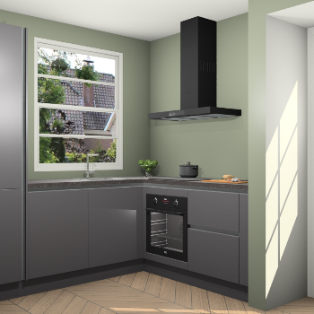 Onyxgrijze greeploze keuken Harbin 42636