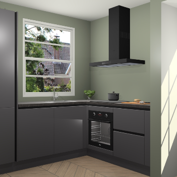 Onyxgrijze greeploze keuken Harbin 42639