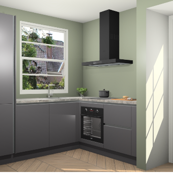 Onyxgrijze greeploze keuken Harbin 42642