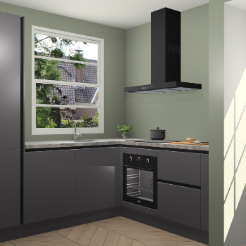 Onyxgrijze greeploze keuken Harbin 42645