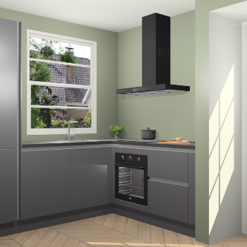 Onyxgrijze greeploze keuken Harbin 42654