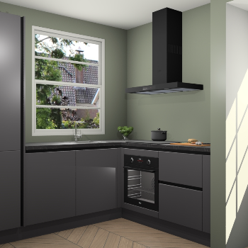 Onyxgrijze greeploze keuken Harbin 42657