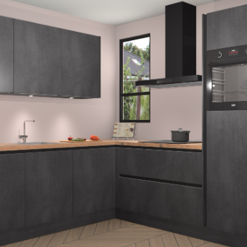 Beton Zwarte greeploze keuken Johannesburg 107524