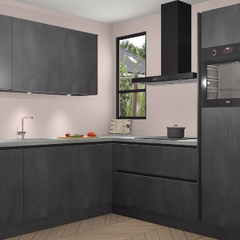 Beton Zwarte greeploze keuken Johannesburg 107542