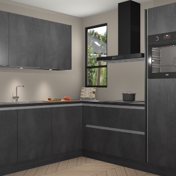 Beton Zwarte greeploze keuken Johannesburg 107552