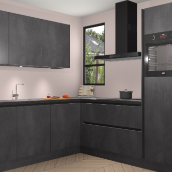 Beton Zwarte greeploze keuken Johannesburg 107555