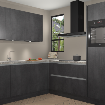 Beton Zwarte greeploze keuken Johannesburg 107564