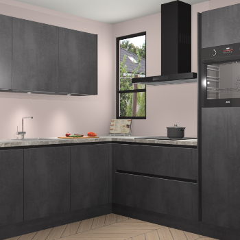 Beton Zwarte greeploze keuken Johannesburg 107567