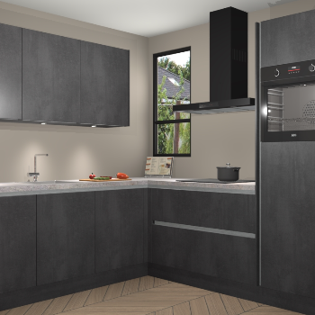 Beton Zwarte greeploze keuken Johannesburg 107570