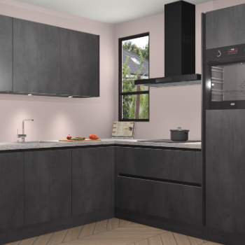 Beton Zwarte greeploze keuken Johannesburg 107573